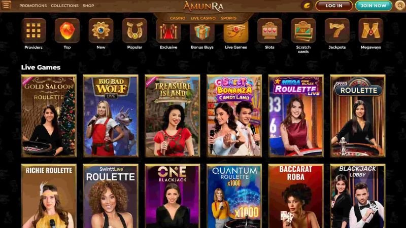 Amunra Casino zrzut ekranu