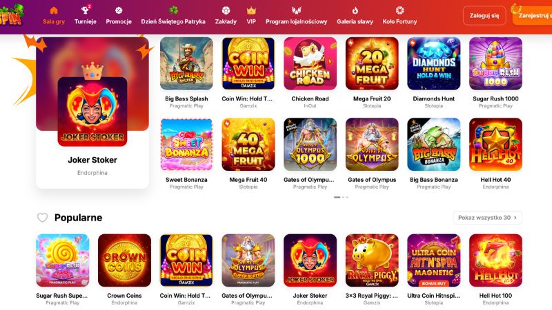 HitnSpin Casino zrzut ekranu